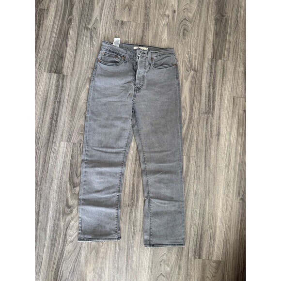 Levi's Womens 90s Wedgie Straight Jeans in Washed Black Grey Size 27 - Picture 2 of 6